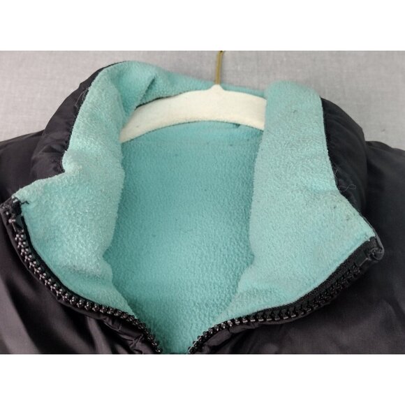 Women's Reversible Puffer Vest Black and Teal Zip-Up Sleeveless Jacket USED - Picture 3 of 9
